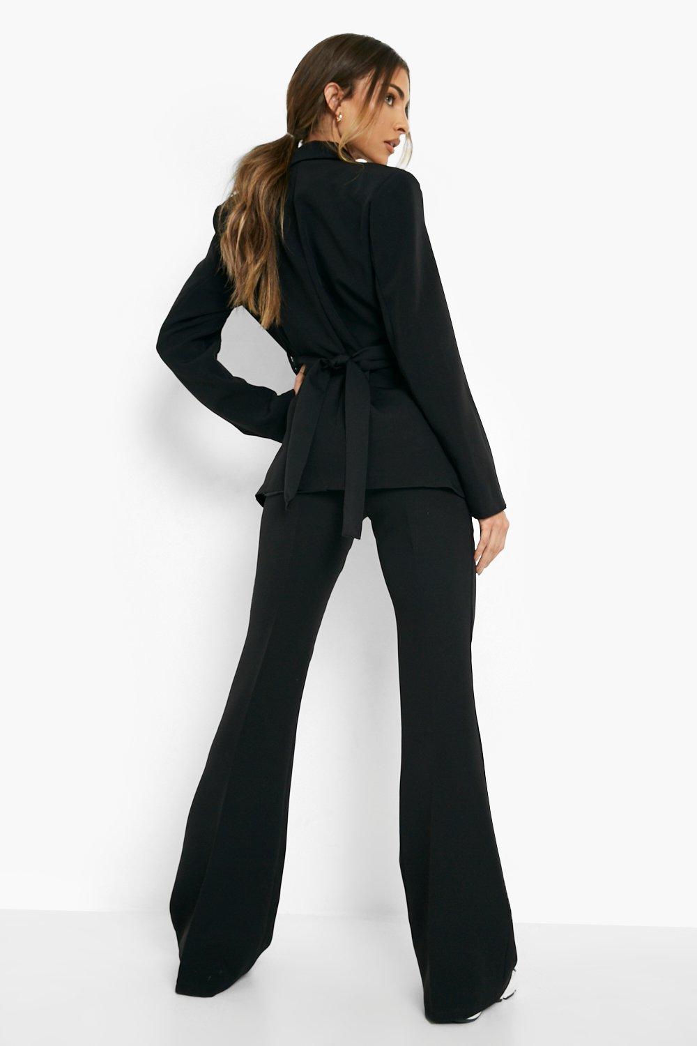 flared black work trousers